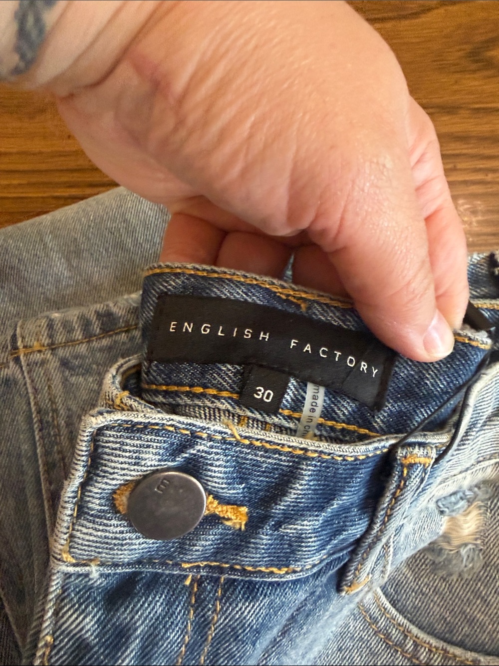 English Factory Distressed Light Blue Denim Jeans size 30 NWT